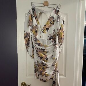 Brand new with tags. ASOS floral dress long sleeve with side sash